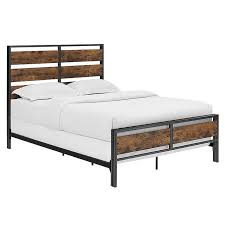 This is a great bed with a lot of style. Brown Metal Wooden Plank Queen Bed Pier 1 Queen Size Bed Frames Queen Bed Frame Queen Platform Bed Frame