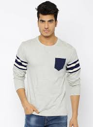 Moda Rapido Men Grey Melange Solid T Shirt