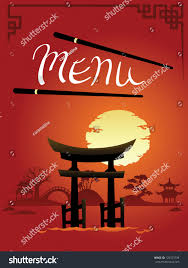 Template Design Asian Menu Abstract Landscapes Stock Vector