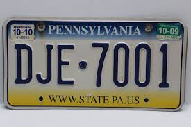 pennsylvania license plate dje 7001 pa