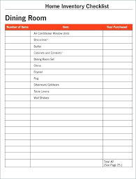 Household Inventory List Template