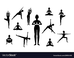set woman in diffe yoga poses names