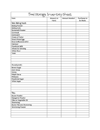 food inventory forms and templates