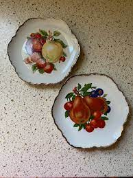 2 Fruit Hand Painted Plates Red Fruit