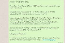 We did not find results for: Informasi Lowongan Kerja Angkasa Pura November 2020 Hoaks Antara News Kalimantan Barat