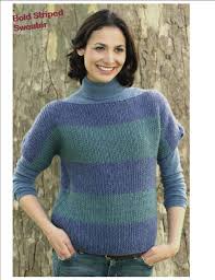 Stylish sweater with a classic neckline and a subtle touch of sparkle. Boatneck Sweater In Bold Stripes Favecrafts Com
