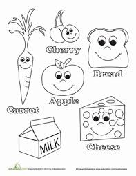 Excellent math and literacy pack for morning work, centers and homework. Healthy Food Worksheet Education Com