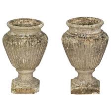 English Garden Stone Urn Vases Or