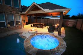 Patio Cover And Pool With Spa And Fire