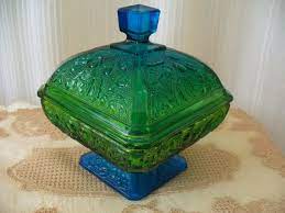 Vintage Green And Blue Candy Dish