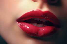 close up shot of beautiful female lips