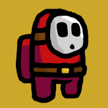 I made a ShyGuy / Crewmate in Gimp. Reposting with the mask and belt as a  template and a cyan alt. : r/AmongUs