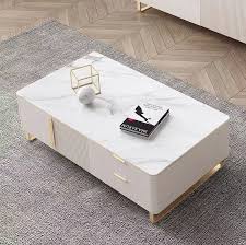 White Rectangular Coffee Table With