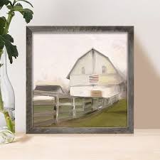 Rustic Framed Patriotic Barn With Flag
