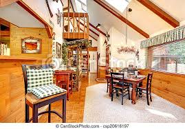 log cabin house high vaulted ceiling