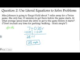 Algebra 1 4 Literal Equations And