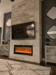 Custom Stacked Stone Fireplace Rustic