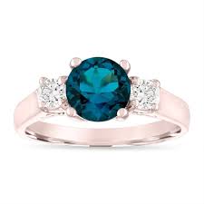 1 55 Carat London Blue Topaz Engagement Ring Anniversary Ring 14k Rose Gold Birthstone Certified