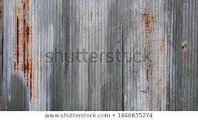 Old Rusted Corrugated Metal Wall Stock