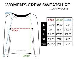 Size Chart Womens Crew Sweatshirt Inkaddict