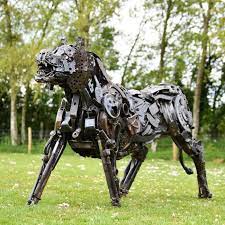 Tiger Recycled Metal Parts Sculpture
