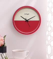 Red Solid Wood Wall Clock By Random