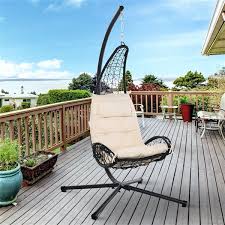 Black Wicker Wood Swivel Balcony Chair