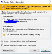 Remote Desktop Connection Rdp Certificate Warnings Ask Premier