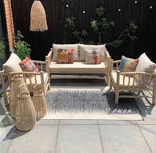Rustic Wooden Framed Garden Sofa And