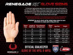 Best way to determine goalie glove sizing is to measure the length of the goalkeeper's hand from tip of the middle finger to the end of the palm. Goalie Glove Sizing Chart Renegade Gk Join The Revolution