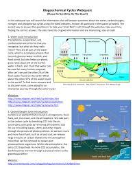 The 2nd edition has been revised to incorporate clearer, more current, and more dynamic explanations, while maintaining the same organization as the first edition. Biogeochemical Cycles Webquest