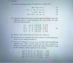 Equations In Matrix Form