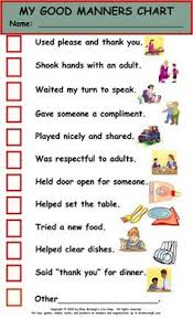 Etiquette Chart For Kids Manners Preschool Manners For