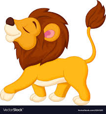 lion cartoon walking royalty free