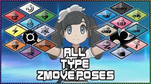 ALL 18 POKEMON TYPE Z MOVE POSES! Pokemon Sun and Moon Z Crystals Pose  Showcase - Darklightbros - YouTube