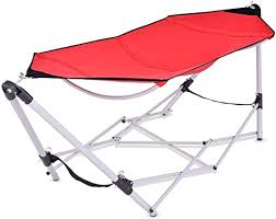 Alibaba.com offers 2,437 foldable portable hammock products. Amazon Com Giantex Portable Folding Hammock Lounge Camping Bed Steel Frame Stand W Carry Bag Red Kitchen Dining