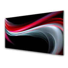 Glass Wall Art Abstraction Art Red Grey