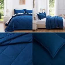 Quilt Set Twin Navy Blue 68x86 Inches