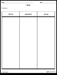 Compare And Contrast Worksheets Compare And Contrast Chart