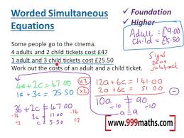 Worded Simultaneous Equations New Gcse