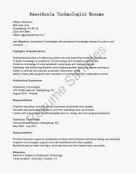 Anesthesia Tech Resume Cover Letter Samples Cover Letter