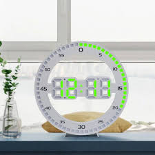 Digital White Wall Clock With Green Led