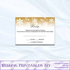 Rsvp Template Diy Gold Snowflake Wedding Enclosure Card Printable