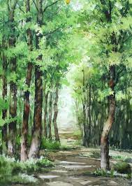 Beautiful Watercolor Painting Of Trees