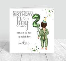 Boys Personalised 2nd Birthday Card Happy 2nd Birthday Nephew - Etsy