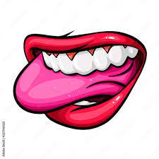 cartoon open mouth lips with tongue