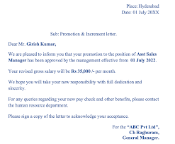 promotion and salary increment letter