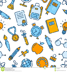 Back To School Seamless Outline Pattern Icons Of School