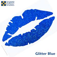 blue lips holographic glitter decal