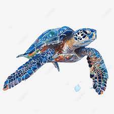 Sea Turtle Painted In Watercolor